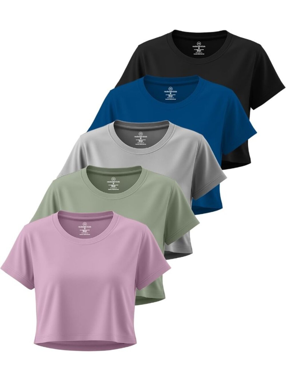 5 Pack Women's Athletic Crop Tops - Short Sleeve Dry Fit Workout Tees for Gym